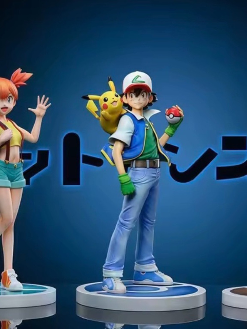 Pokemon Ash Misty Brock Figures with Pikachu Collectibles 18cm